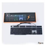 Point PT-70 Rainbow Light Arabic and English Words Gaming Keyboard - Black White